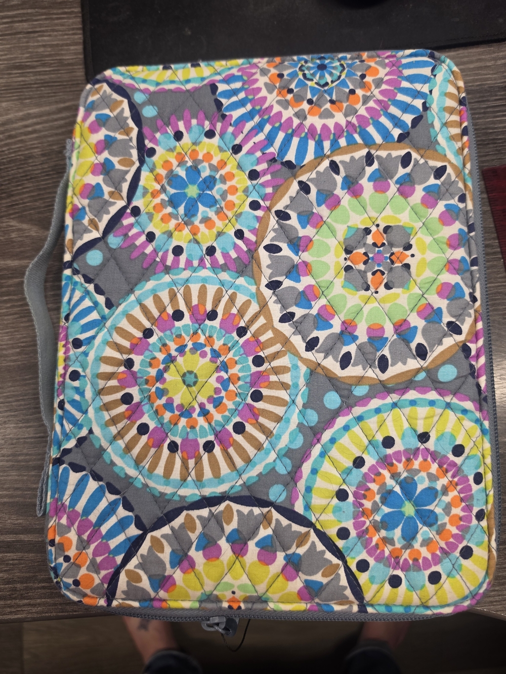 Vera Bradley Gray Quilted Tablet Sleeve with Colorful Mandala Circles